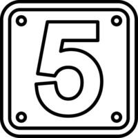 Number 5 Line Icon vector