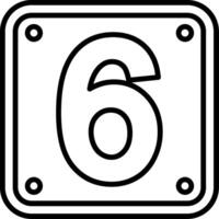 Number 6 Line Icon vector