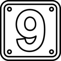 Number 9 Line Icon vector