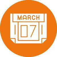7 March Solid Circle Style Icon vector