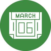 6 March Solid Circle Style Icon vector