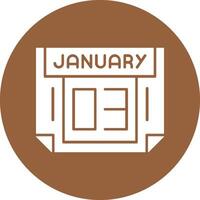 3 January Solid Circle Style Icon vector