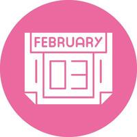 3 February Solid Circle Style Icon vector