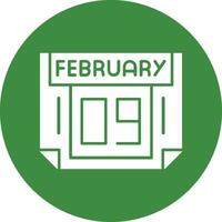 9 February Solid Circle Style Icon vector