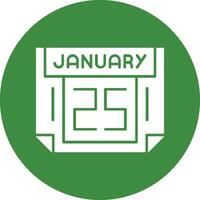25 January Solid Circle Style Icon vector