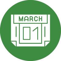 1 March Solid Circle Style Icon vector