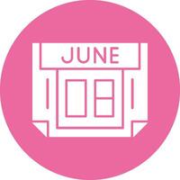 8 June Solid Circle Style Icon vector