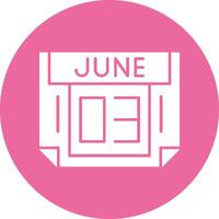 3 June Solid Circle Style Icon vector