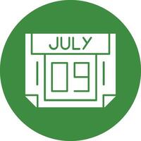 9 July Solid Circle Style Icon vector