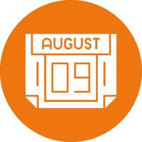 9 August Solid Circle Style Icon vector