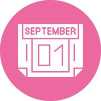 1 September Solid Circle Style Icon vector