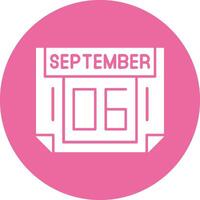 6 September Solid Circle Style Icon vector