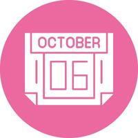 6 October Solid Circle Style Icon vector
