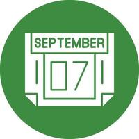 7 September Solid Circle Style Icon vector