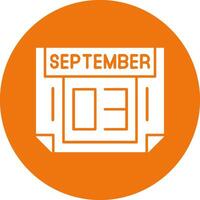 3 September Solid Circle Style Icon vector