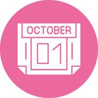 1 October Solid Circle Style Icon vector