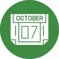 7 October Solid Circle Style Icon vector