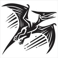 Pterodactyl Silhouette with Expansive Wingspan vector
