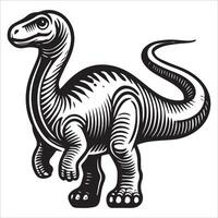 Brontosaurus Profile in Simple Line Art vector