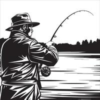 Fishing Adventure Scene with Casting Line Design vector