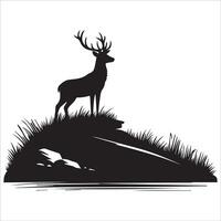 Peaceful Deer Standing Tall on a Hill vector