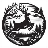 Deer Leaping Through the Forest Design vector