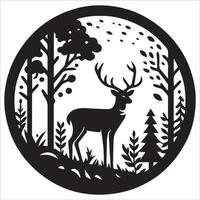 Forest Circle with Deer vector