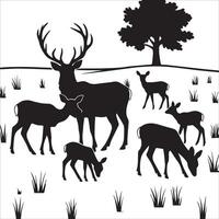 Tranquil Deer Herd in a Meadow Graphic vector