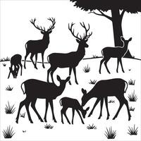 Silhouette of Deer in a Meadow Design vector