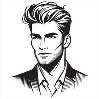 Sophisticated Men's Faces in Line Art vector