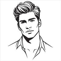 Elegant Male Portraits in Minimal Line Art vector