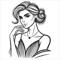 Elegant Faces in Minimal Line Art Design vector