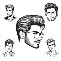 Subtle Masculine Features in Line Art Set vector