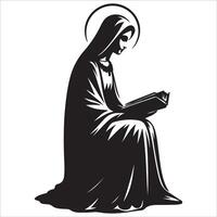 Devotional Virgin Mary Reading Scripture Art vector