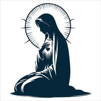 Religious Annunciation Pose in Line Art vector