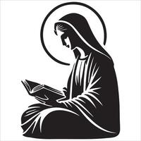 Holy Virgin Mary with Open Book Illustration vector