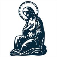 The Annunciation Pose in Minimalist Line Art vector