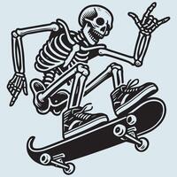 Skeleton with Skateboard in Motion vector