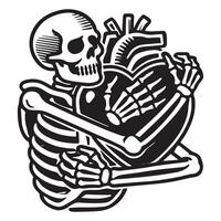 Spooky Skeleton with Pulsing Heart Illustration vector