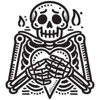 Ghostly Skeleton Cradling a Beating Heart vector