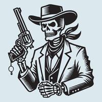 Ghostly Cowboy Skeleton in Action vector