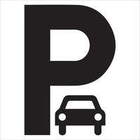 Simple Parking Area Icon with Car vector