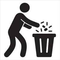 A black silhouette of a man with a basket and a flag . vector