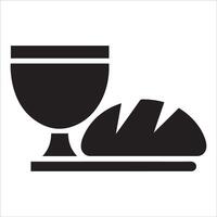 Minimalist Chalice and Bread Icon vector