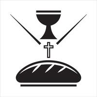 Minimal Sacrament Icon with Chalice and Bread vector