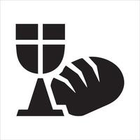 Modern Sacrament Icon with Chalice and Bread vector