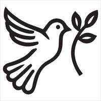 Minimalist Peace Dove with Olive Branch vector