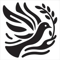 Simple Dove and Olive Branch Icon vector