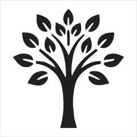 Clean Line Art Tree with Leaves for Growth vector