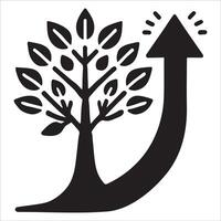 Simple Tree Silhouette with Expanding Leaves vector
